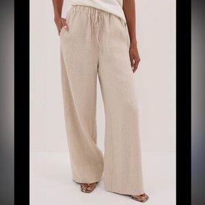 DISSH GINA NATURAL LINEN WAIST PANT Size Us 6